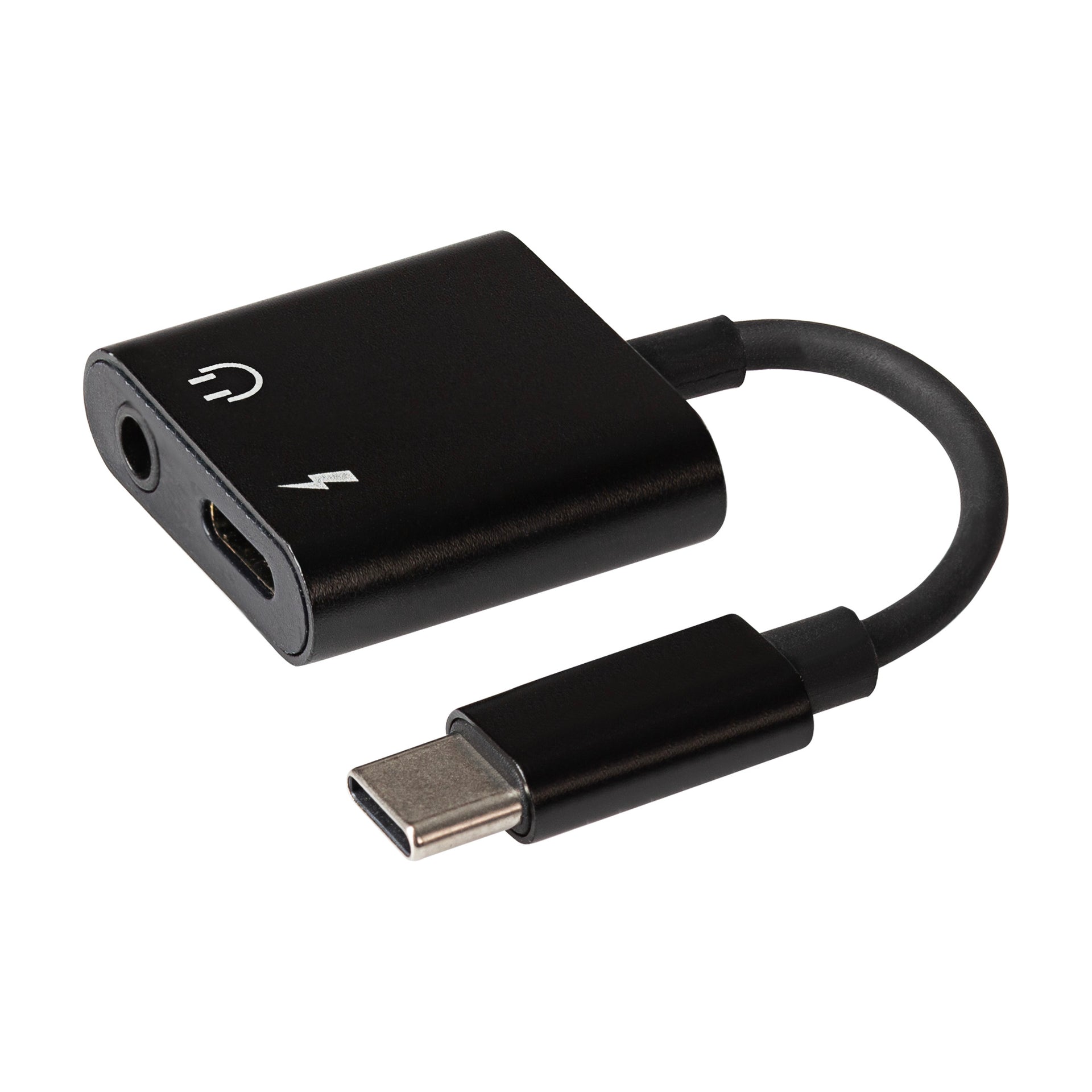 USB C to 3.5mm Headphone Jack USB C PD Charging Port Adapter Black 10cm