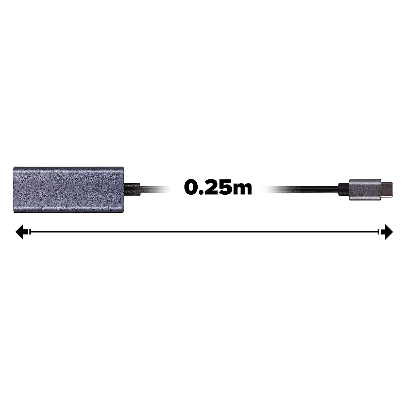 Nikkai USB-C to Gigabit RJ45 Ethernet Network LAN Adapter - Black, 0.25m - maplin.co.uk