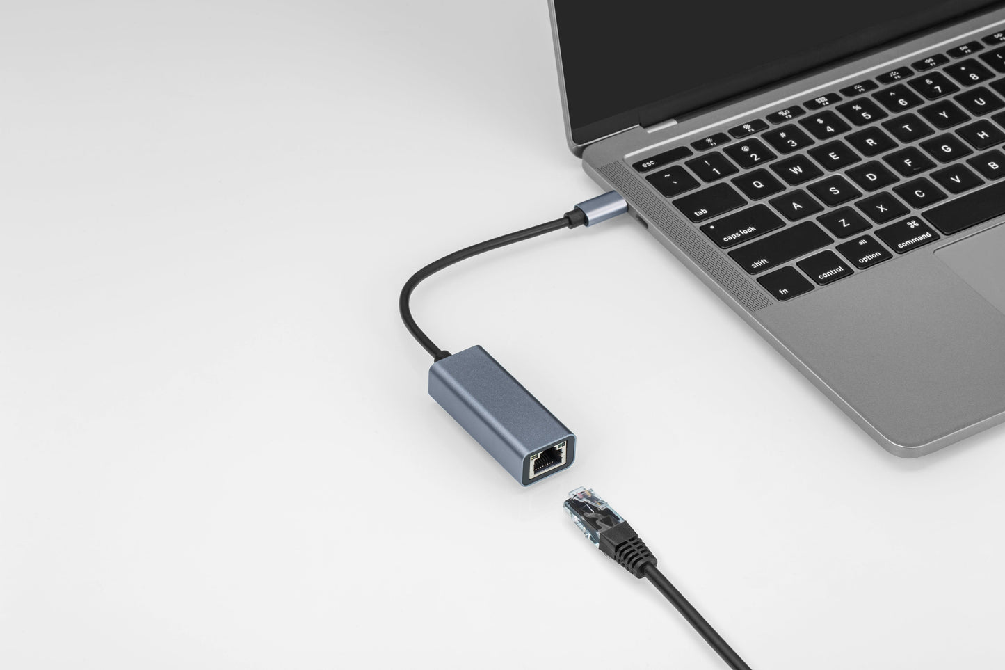 Nikkai USB-C to Gigabit RJ45 Ethernet Network LAN Adapter - Black, 0.25m - maplin.co.uk