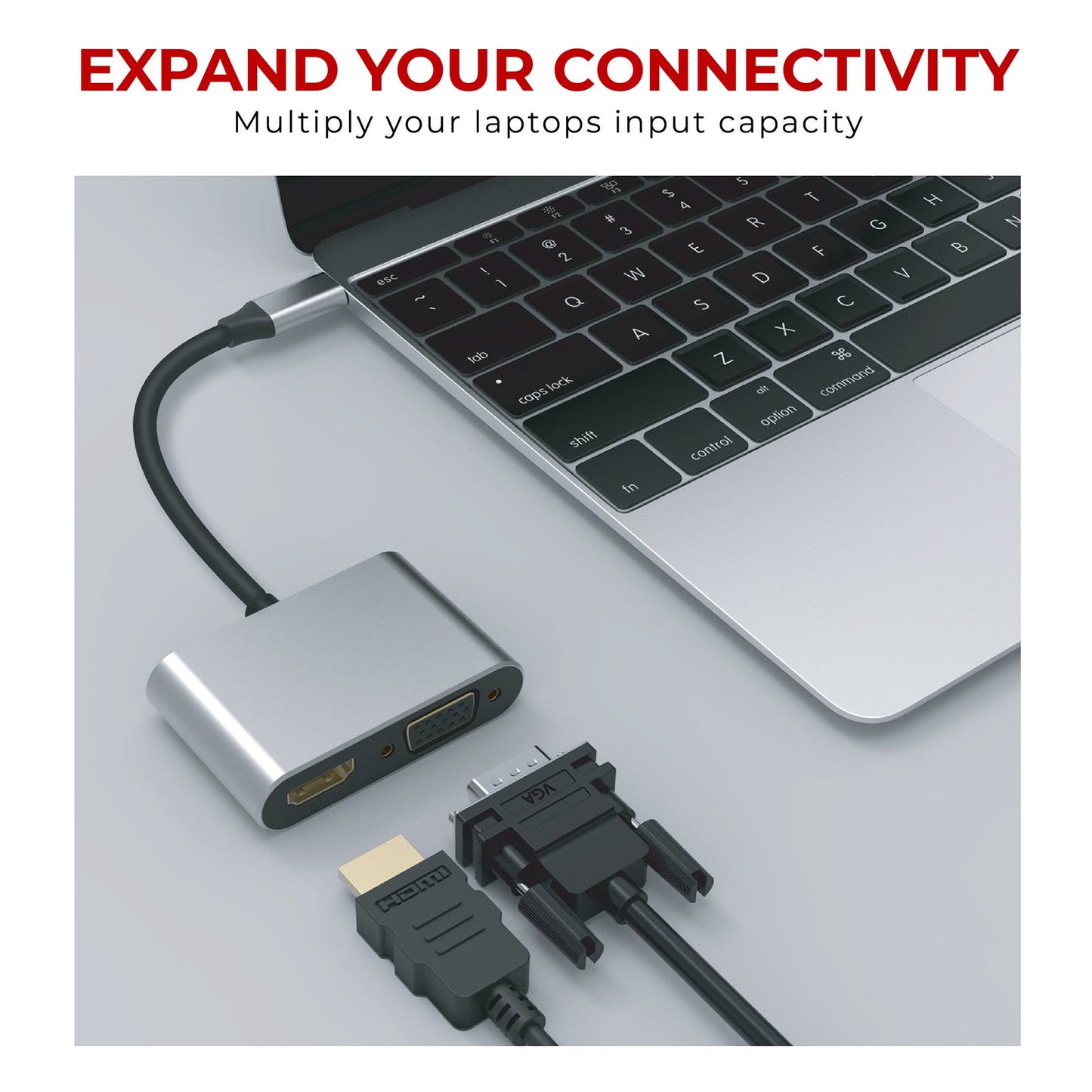 Nikkai USB-C Multiport Hub to HDMI 4K / VGA / 3.5mm Audio (Supports Mirror, Extended and SST Mode) - Silver - maplin.co.uk