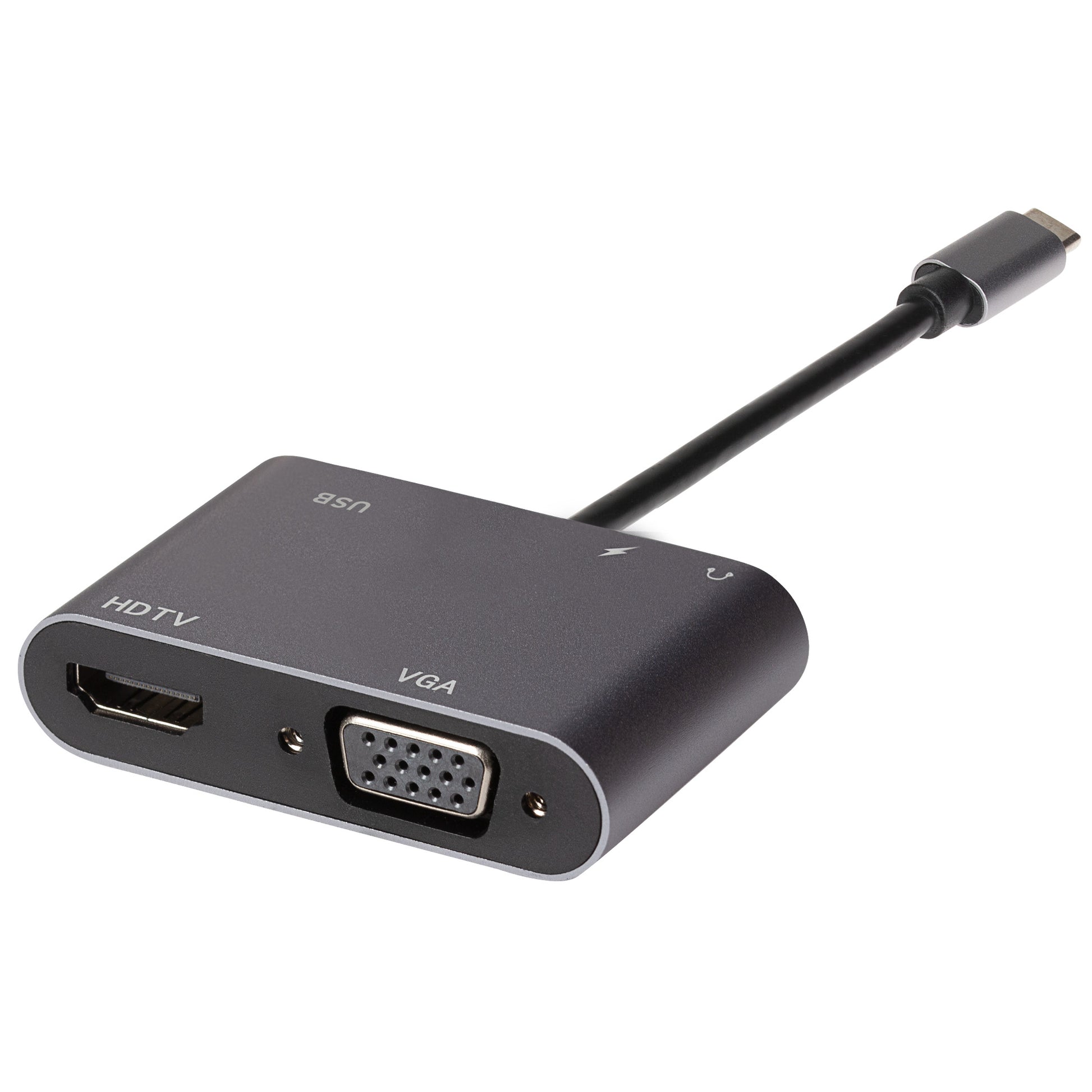 Nikkai USB-C to VGA HDMI Jack Multiport Adapter Silver