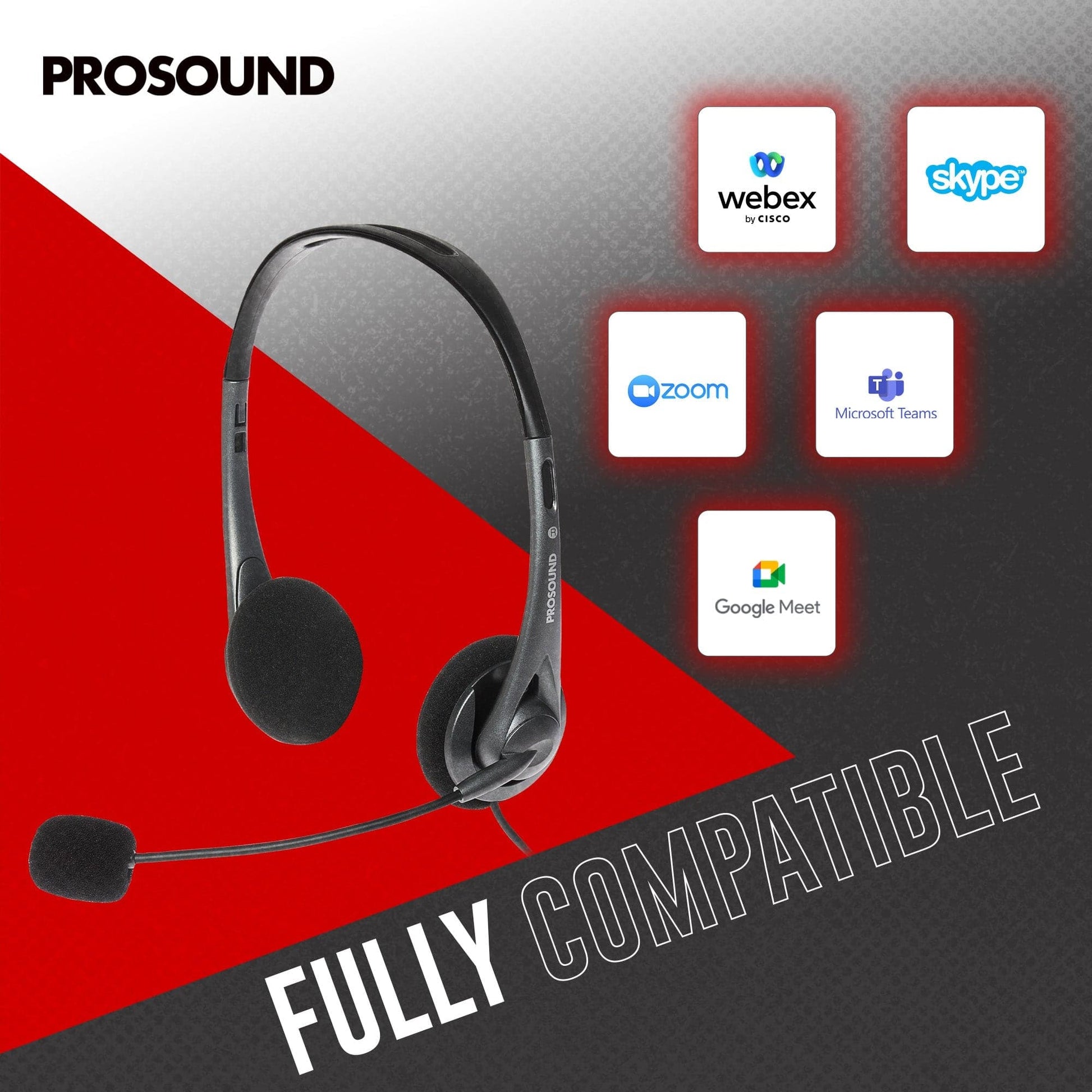 ProSound USB-A Stereo Headset with Electet Condenser Boom Microphone & 1.2m Cable - maplin.co.uk