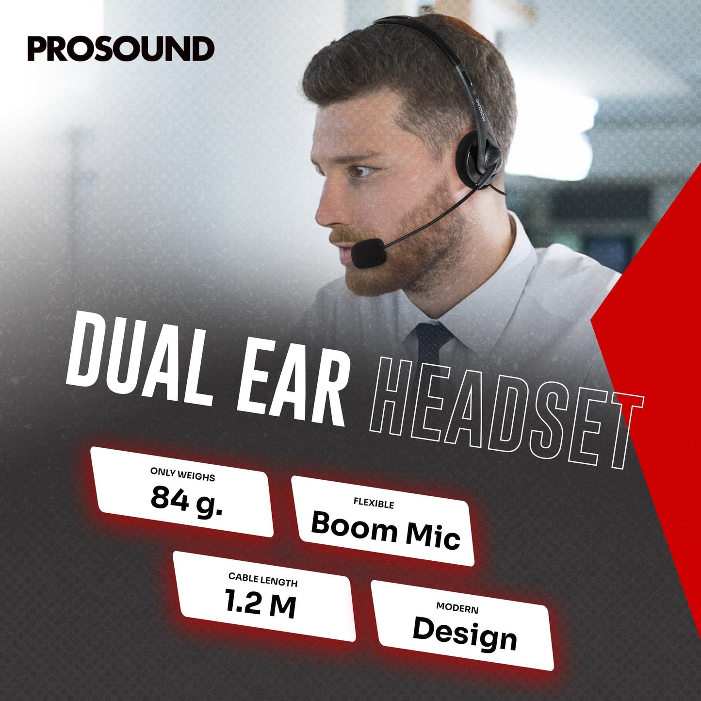 ProSound USB-A Stereo Headset with Electet Condenser Boom Microphone & 1.2m Cable - maplin.co.uk