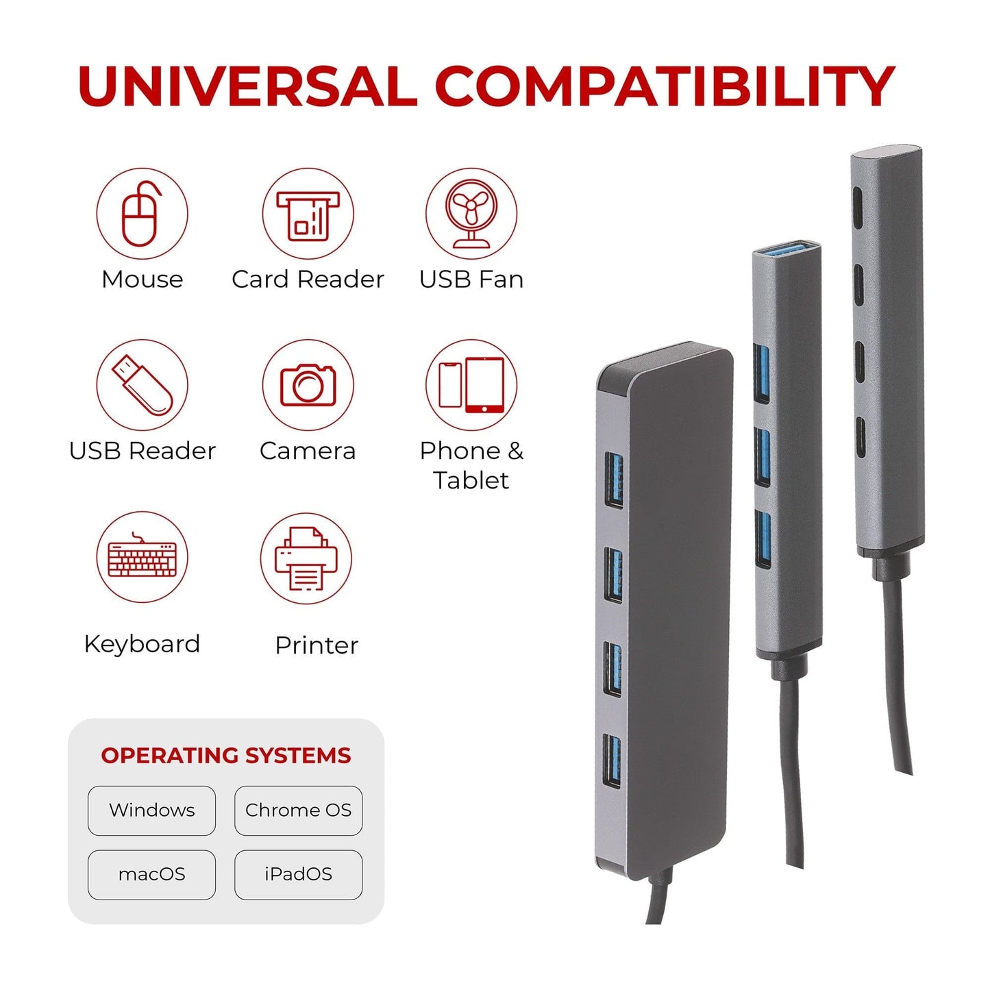 Nikkai USB-A Multiport Hub to 4x USB-A 3.0 Super Speed with 16cm Cable - maplin.co.uk