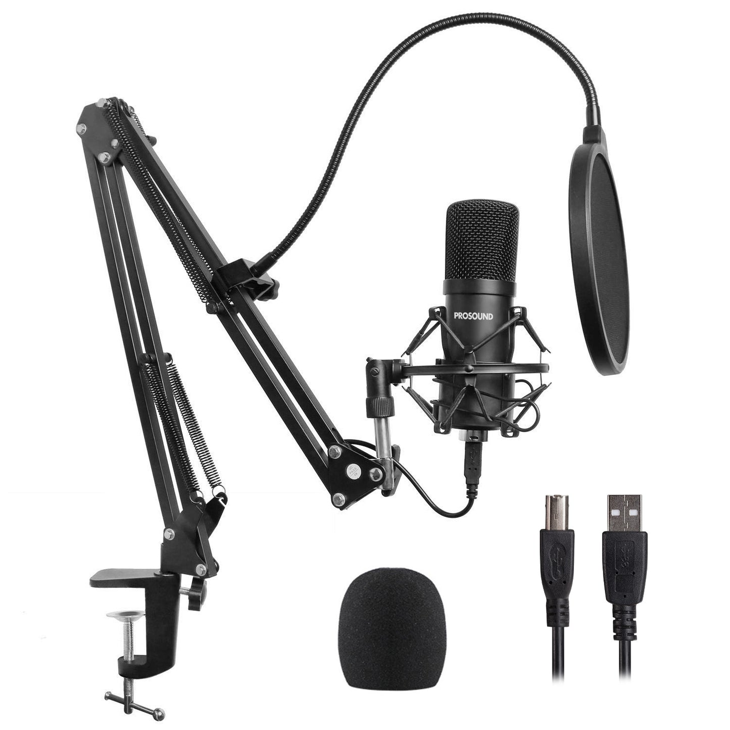 ProSound USB Condenser Cardioid Microphone with Boom Arm Kit