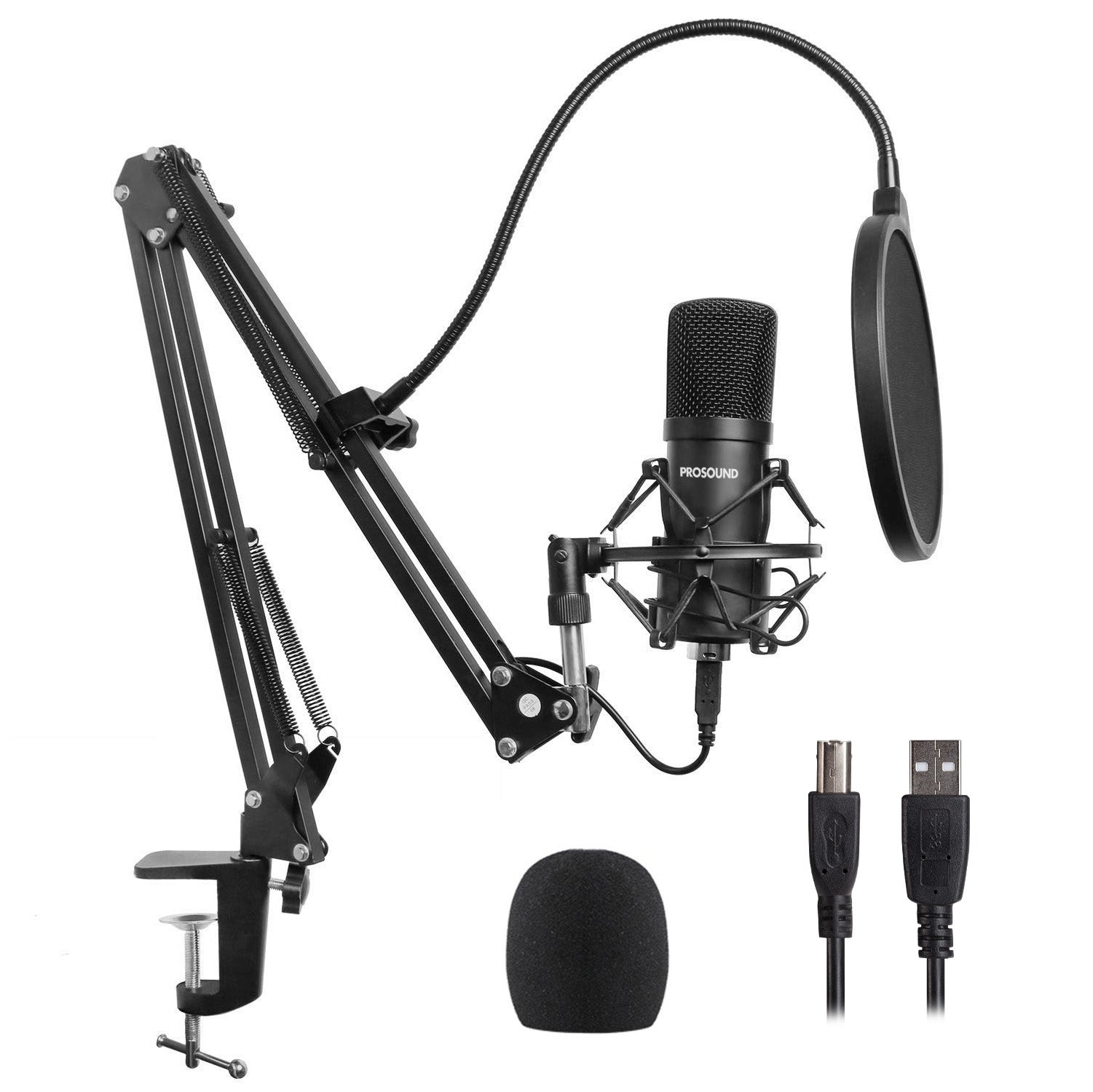 ProSound USB Condenser Cardioid Microphone with Boom Arm Kit