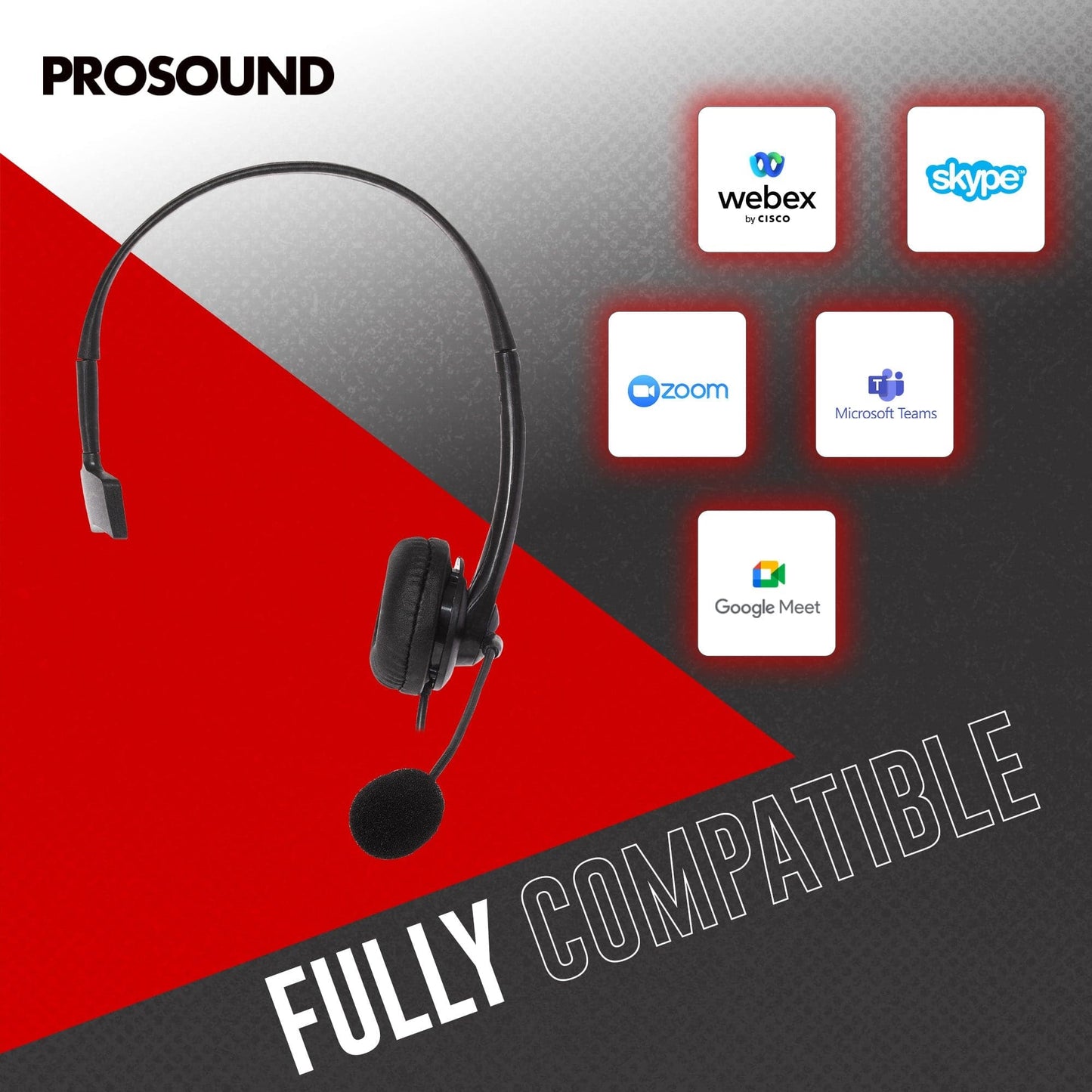 ProSound Single Ear Mono USB-C Headset Boom Microphone Noise Cancellation - maplin.co.uk