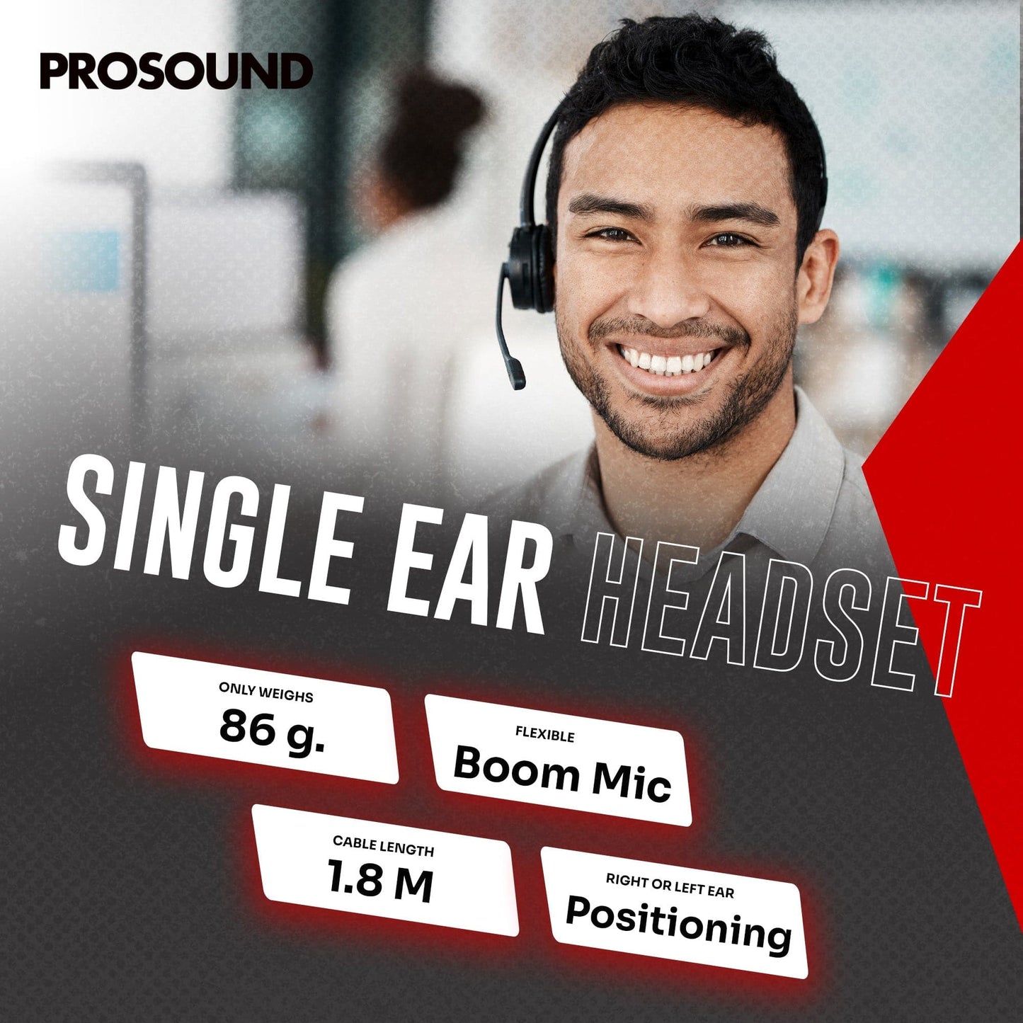 ProSound Single Ear Mono USB-C Headset Boom Microphone Noise Cancellation - maplin.co.uk