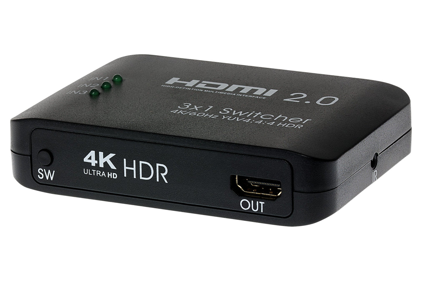MPS HDMI Switch 3 Ports in 1 Port Out 4K 60Hz Resolution with Remote Control - Black - maplin.co.uk