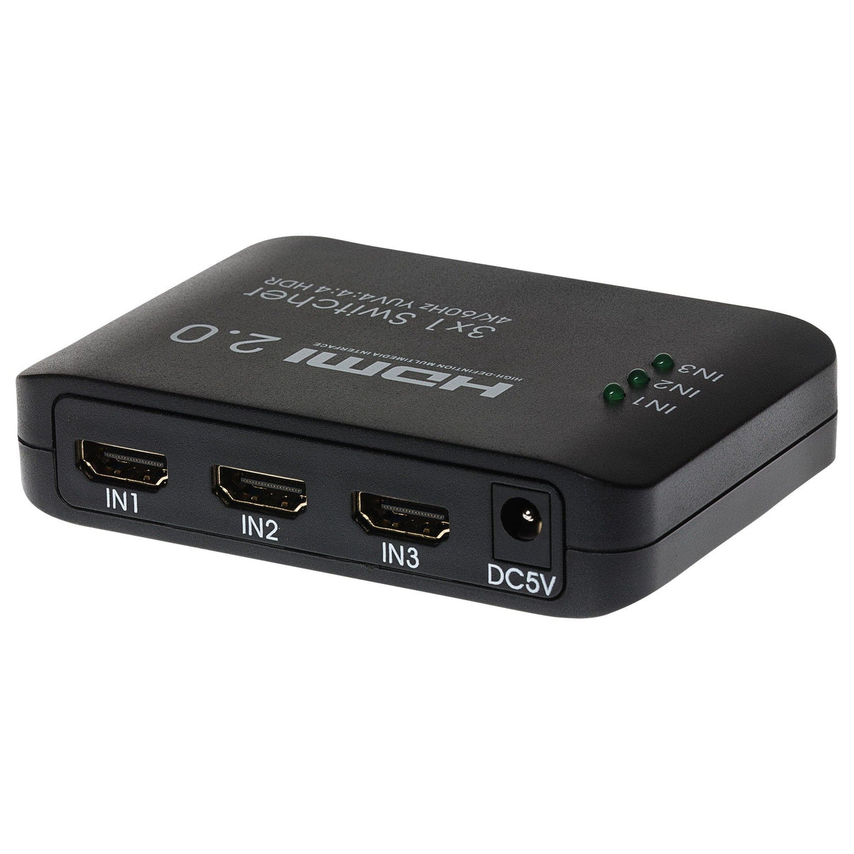 Maplin HDMI Switch 5 Ports In 1 Port Out 4K Ultra HD @60Hz with Remote Control - Black