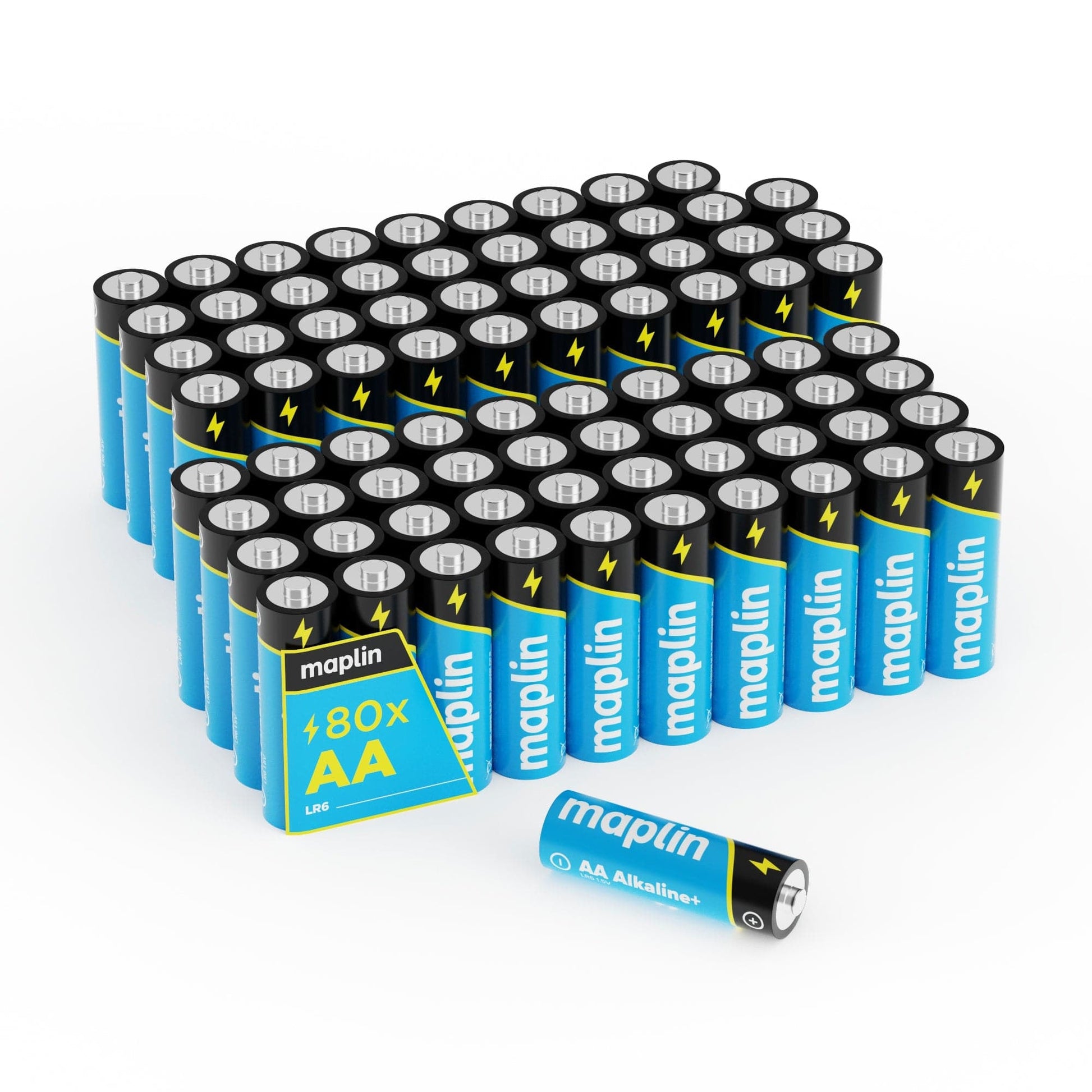 Maplin 80x AA LR6 7 Year Shelf Life 1.5V High Performance Alkaline Batteries with Universal Battery Tester - maplin.co.uk