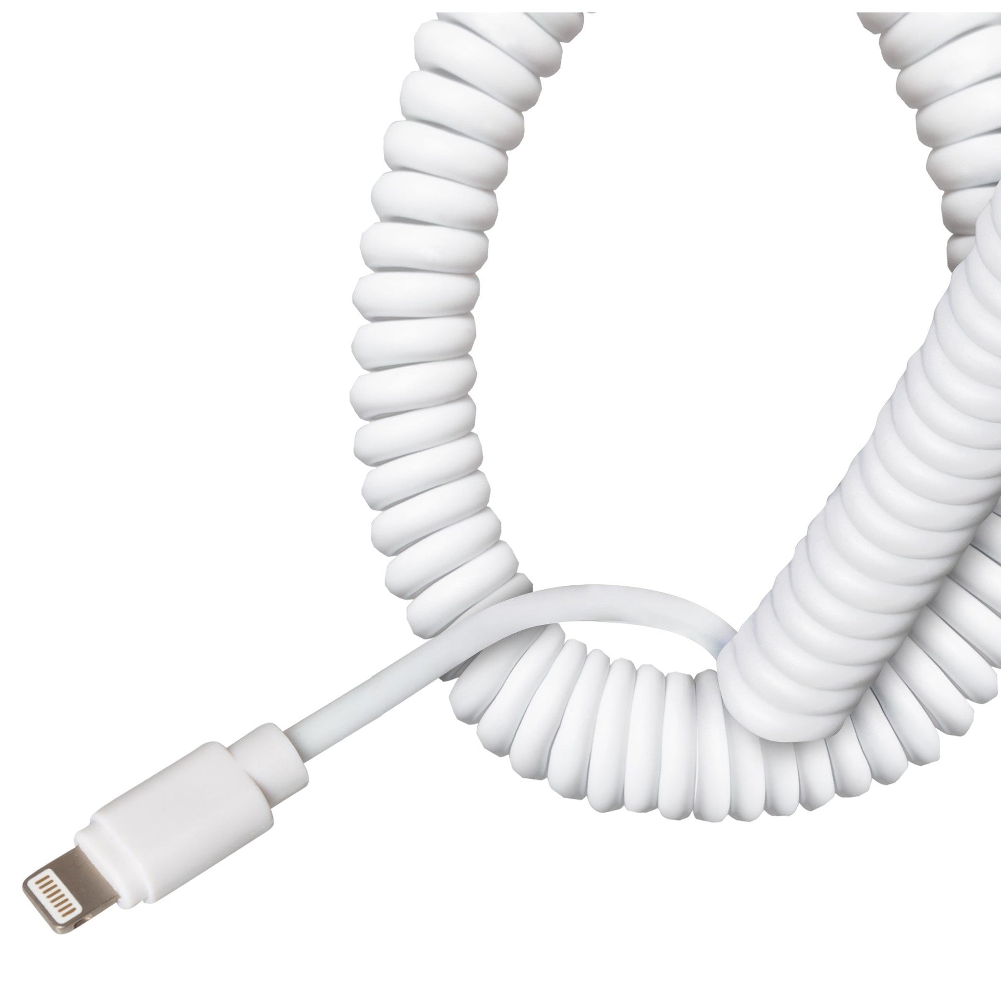 Maplin Premium Apple MFI Certified Lightning to USB-A 2.0 Coiled Cable - White, 1m - maplin.co.uk