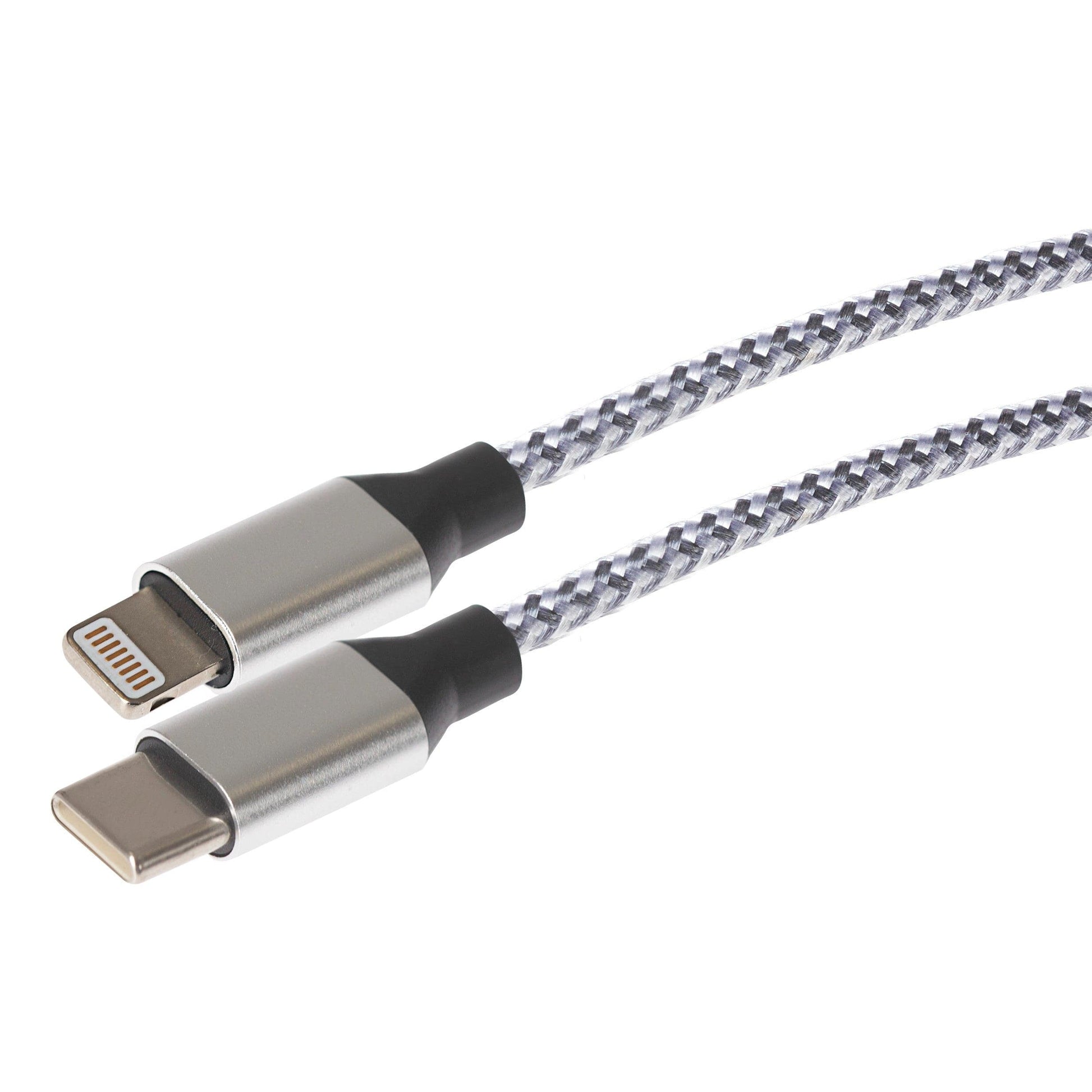 Maplin Lightning to USB-C Braided 20W High Speed Cable - Silver, 1m - maplin.co.uk