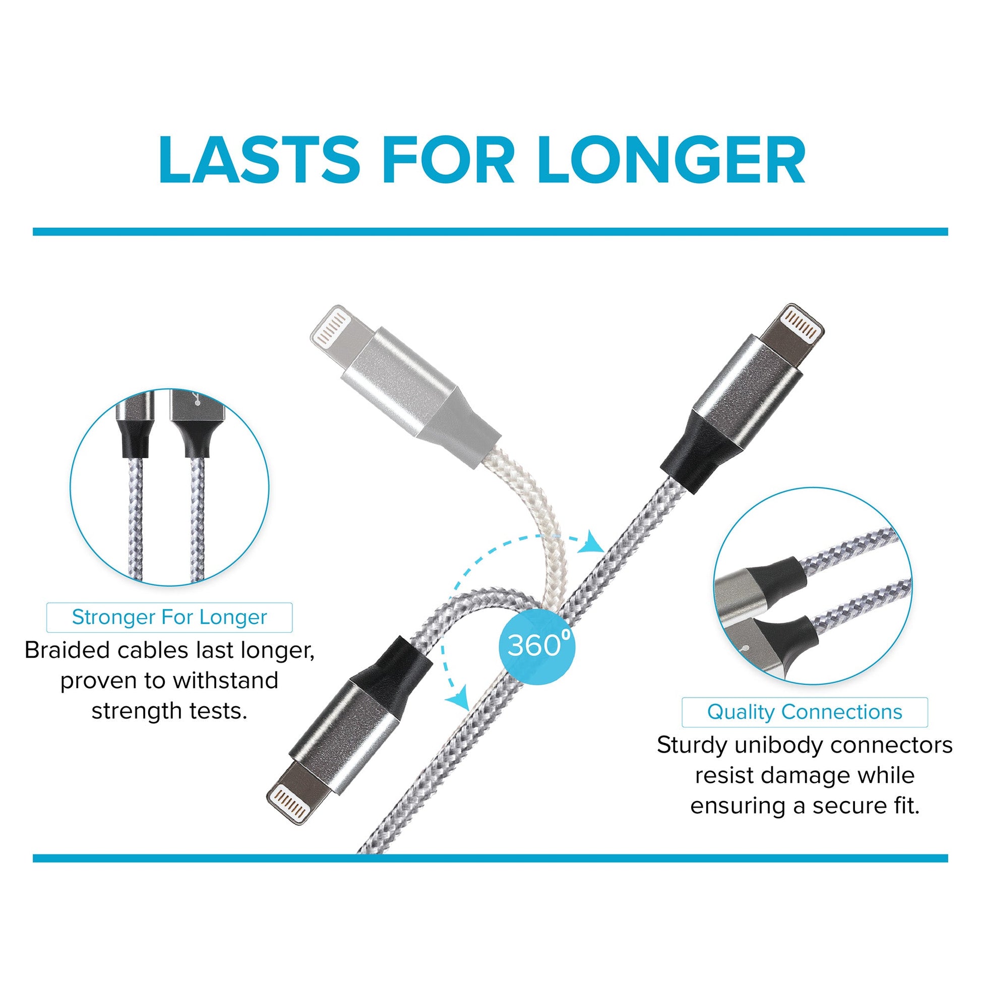 Maplin Lightning to USB-C Braided 20W High Speed Cable - Silver, 1m - maplin.co.uk