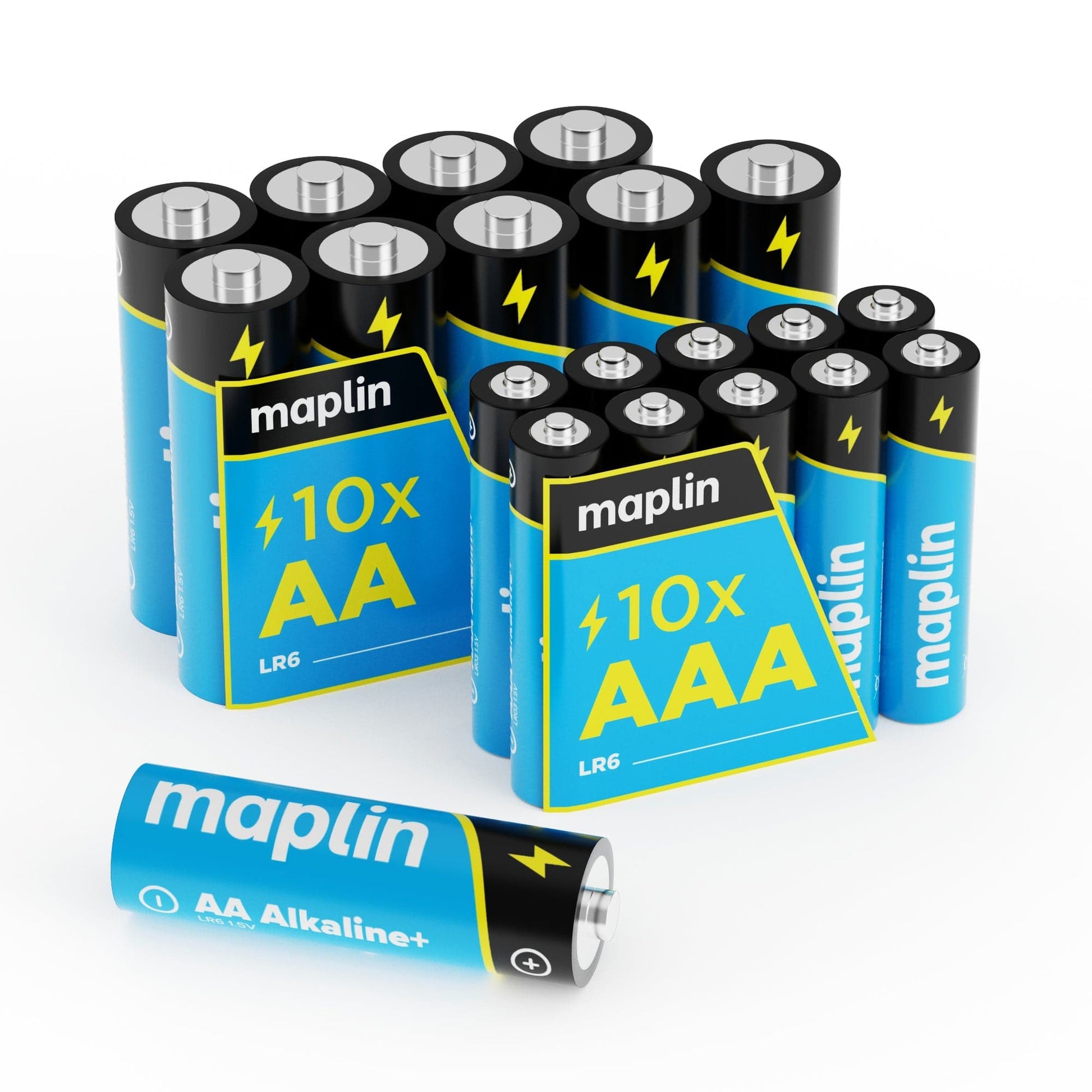 Maplin 10x AA LR6 / 10x AAA LR03 7 Years Shelf Life 1.5V High Performance Alkaline Batteries - maplin.co.uk