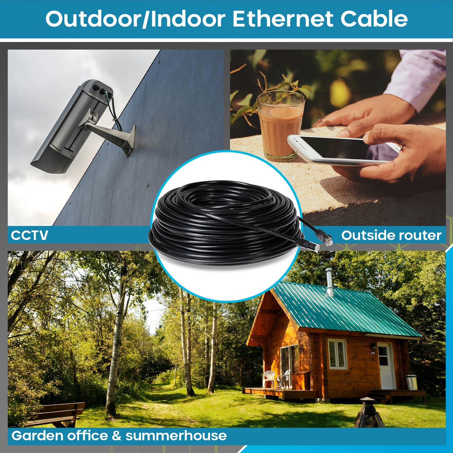 Maplin Outdoor External CAT6 Copper UTP Ethernet Network Cable - Black
