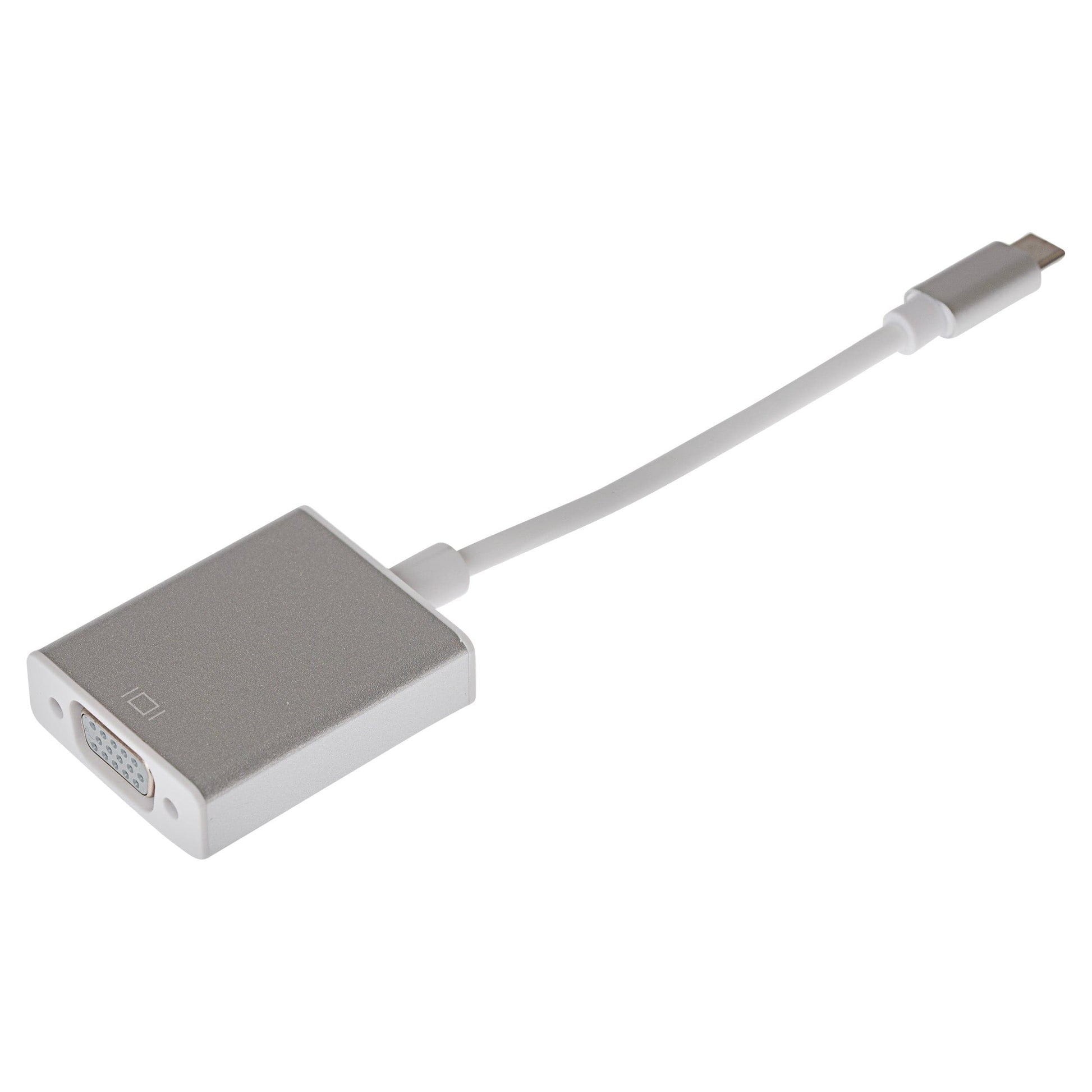 Maplin USB-C to VGA Female Connector Full HD @60Hz Adapter - White, 16cm