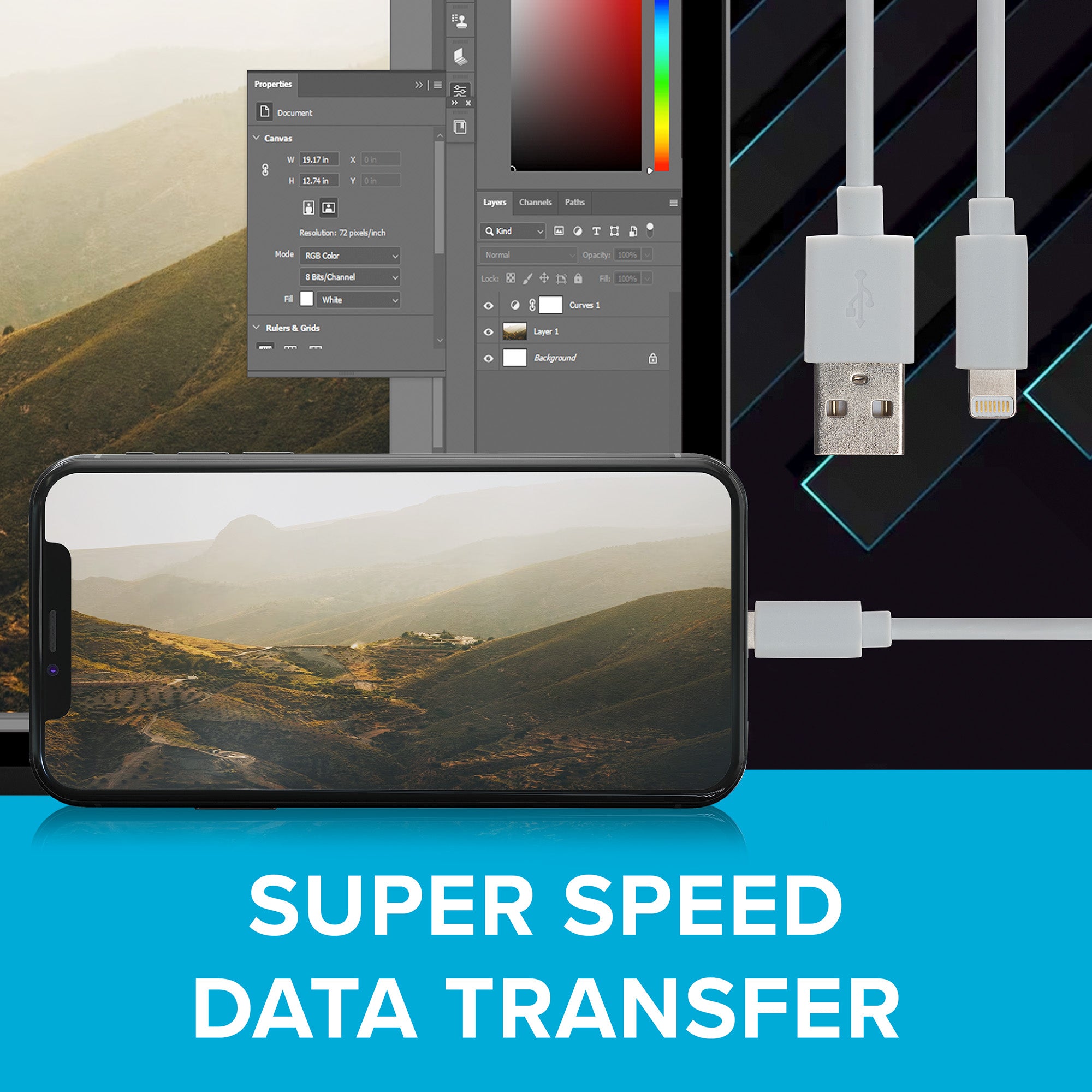 Maplin Lightning Connector to USB-A Charging Cable - White, 0.5m (Pack of 5)