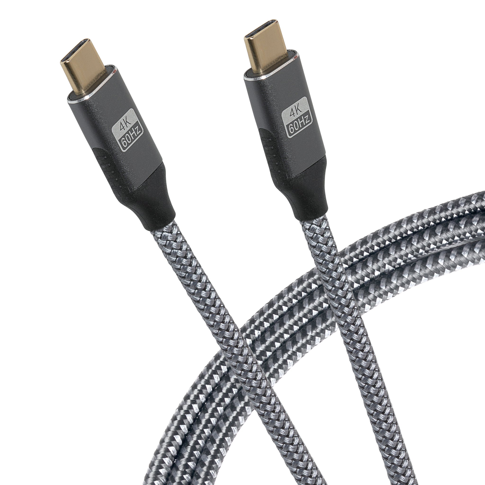 Maplin Pro USB-C to USB-C Gen2 100W 20Gbps Power Delivery Super Speed Data Transfer & Charging Braided Cable - Silver, 3m (Pack of 2)