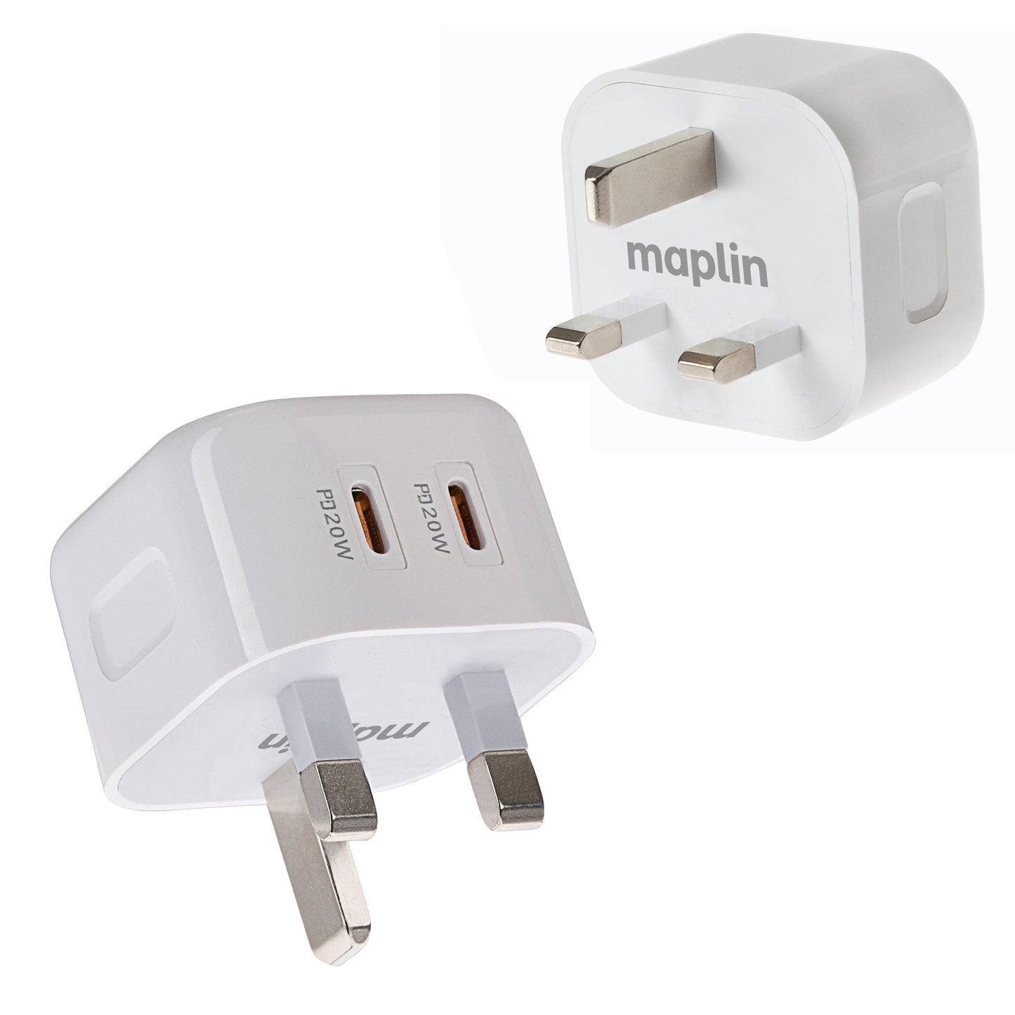 Maplin 2 Port USB-C 20W Power Delivery High Speed Wall Charger - maplin.co.uk