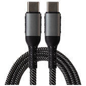 Maplin 60W USB-C to USB-C Data Transfer & Charging Braided Cable - Black & Silver, 1m - maplin.co.uk