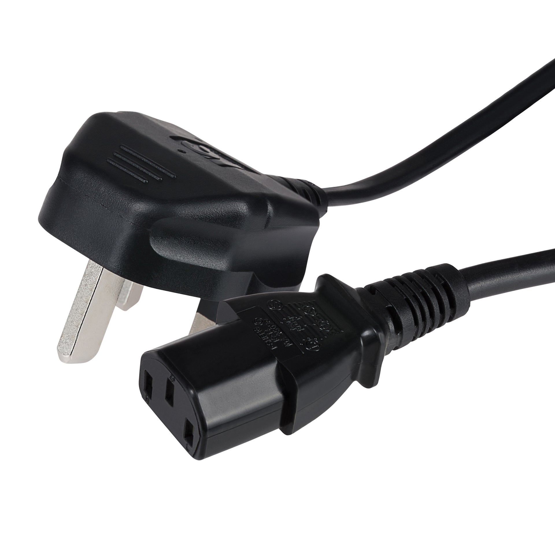 Power Lead IEC C13 Female Plug to Pin Plug 2m 5 Amp Fuse
