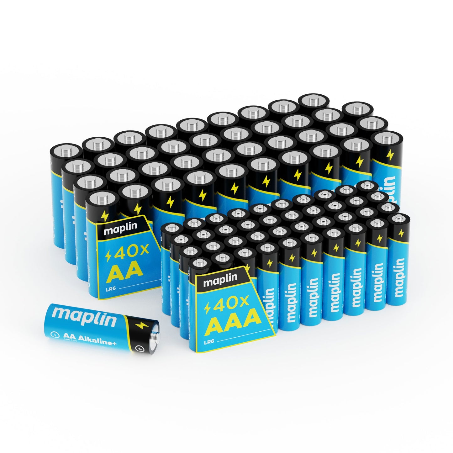 Maplin 40x AA LR6 / 40x AAA LR03 7 Years Shelf Life 1.5V High Performance Alkaline Batteries - maplin.co.uk