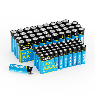 Maplin 40x AA LR6 / 40x AAA LR03 7 Year Shelf Life 1.5V High Performance Alkaline Batteries - maplin.co.uk