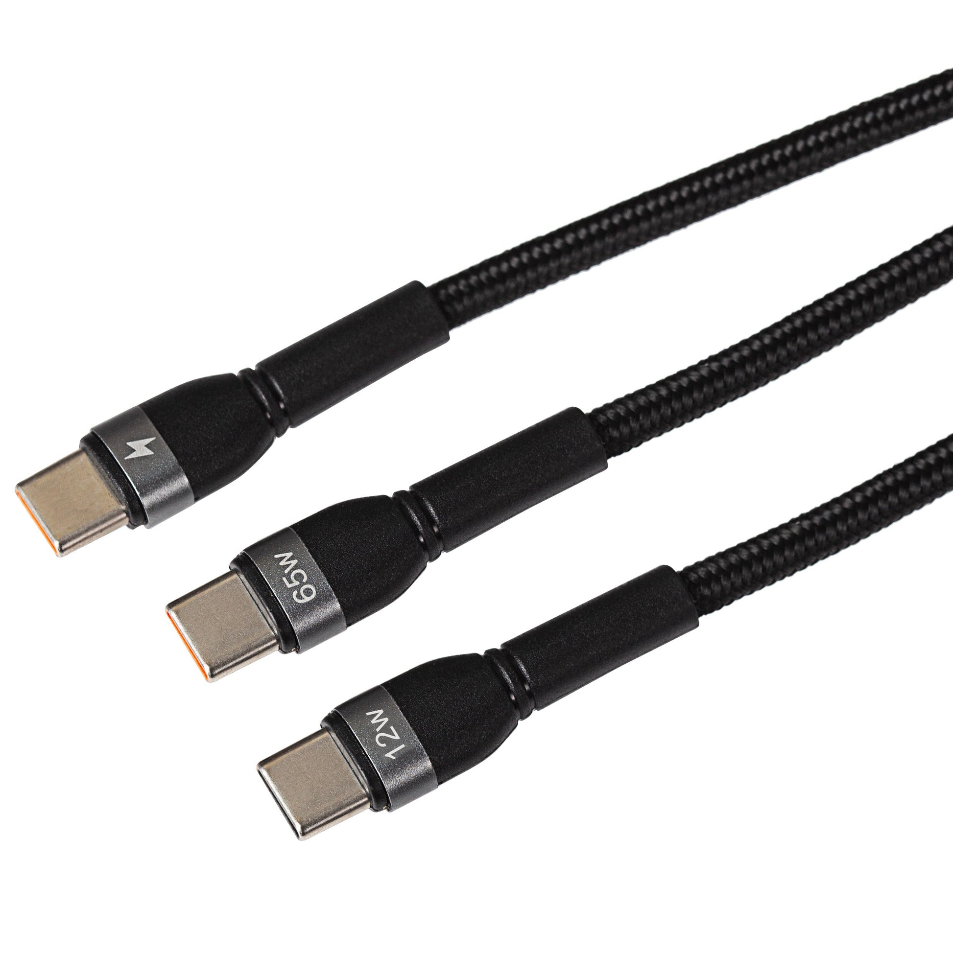 Maplin PRO USB-C to Dual USB-C 65W Data Transfer & Charging Braided Cable - Black - maplin.co.uk