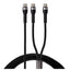 Maplin USB-C to 2-in-1 Multi-Charging USB-C 65W & USB-C 12W Braided Cable - Black