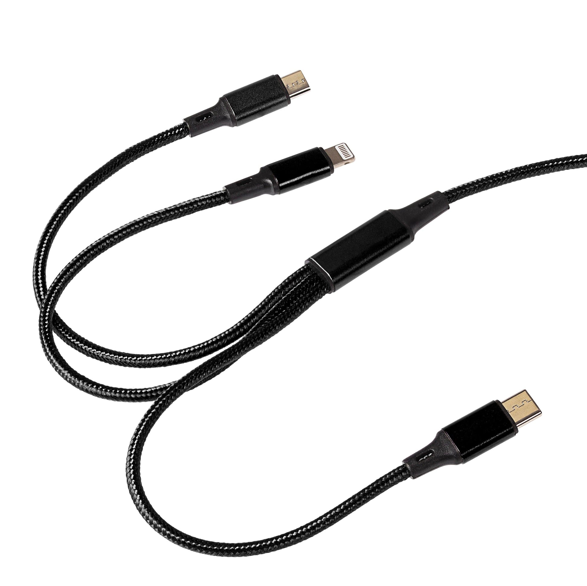 Maplin 3-in-1 USB-A to USB-C / Lightning / Micro USB Braided Charging Cable - 1.2m - maplin.co.uk