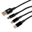 Maplin 3-in-1 USB-A to USB-C / Lightning / Micro USB Braided Charging Cable - 1.2m - maplin.co.uk