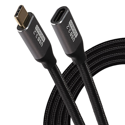 Maplin USB-C Male to USB-C Female 100W Extension Braided Cable - Black