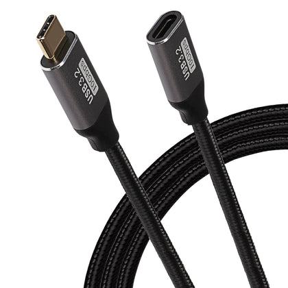 Maplin USB-C Male to USB-C Female 100W Extension Braided Cable - Black 3m