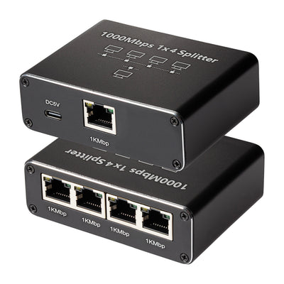 Maplin RJ45 1 Port In 4 Ports Out Ethernet LAN Splitter - Black
