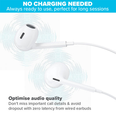 Maplin Wired Lightning Earbuds with Hands Free Calling & Volume Button - White