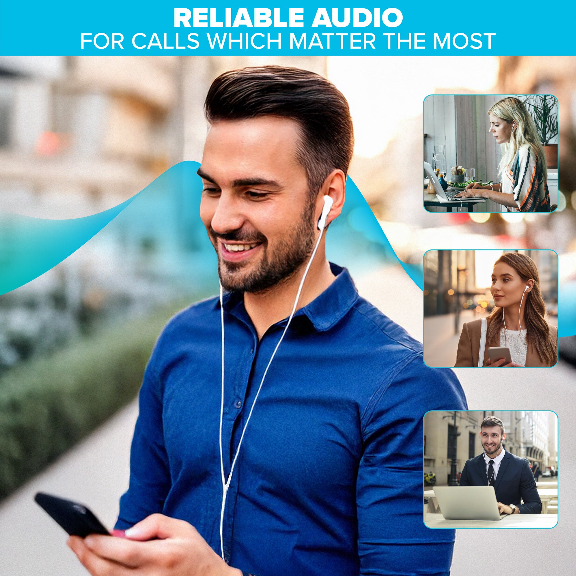 Maplin Wired Lightning Earbuds with Hands Free Calling & Volume Button - White