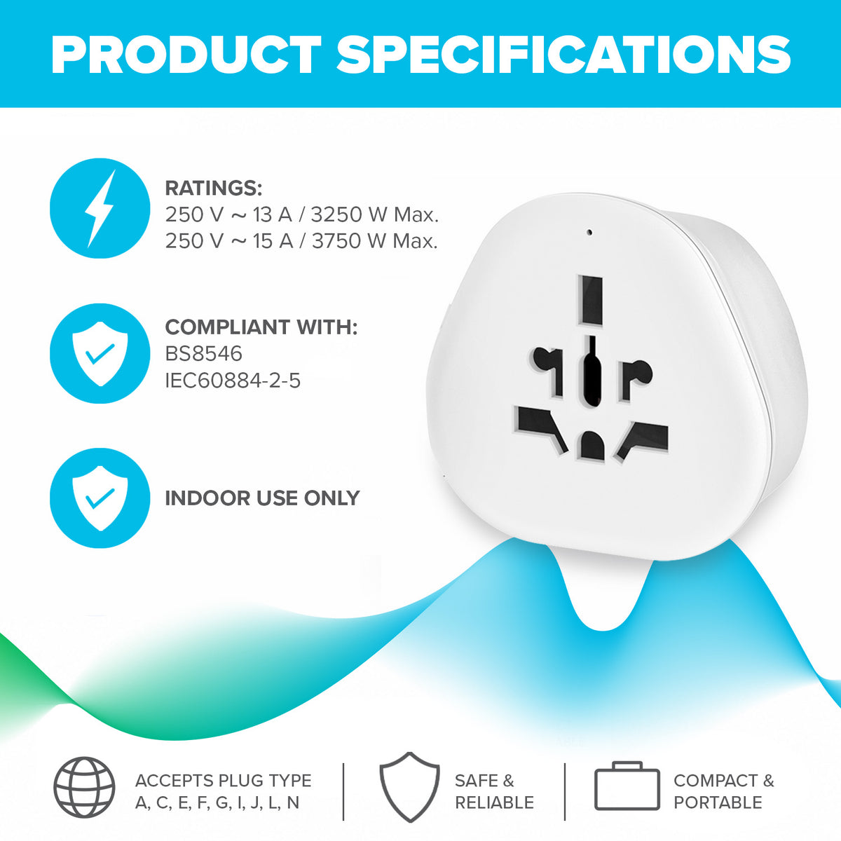 Maplin US Plug to Worldwide Socket Travel Adapter Plug