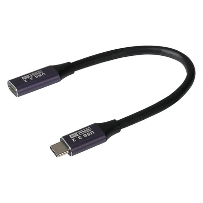 Maplin USB-C Male to USB-C Female Extension Cable - Black, 0.2m