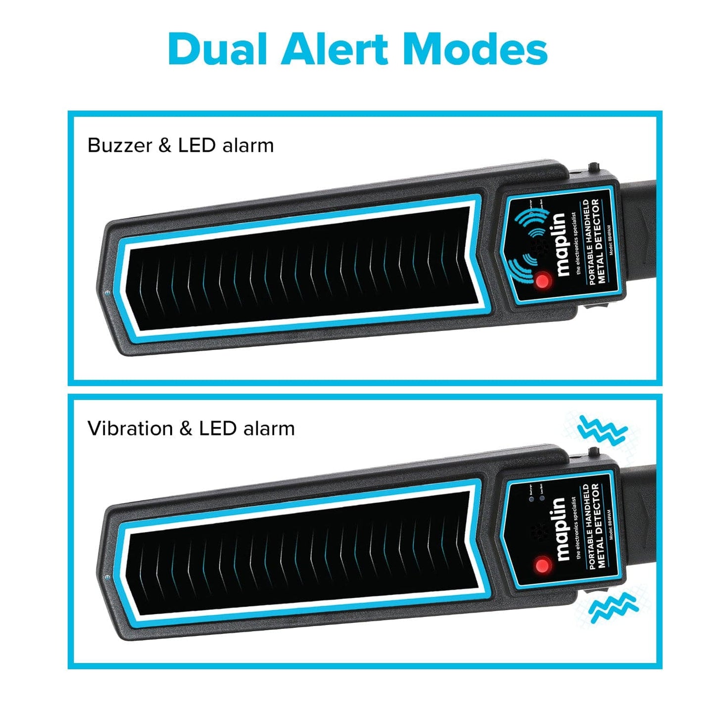 Maplin Handheld 10" Metal Detector Body Scanner with Beep/Vibration Alerts & LED Light