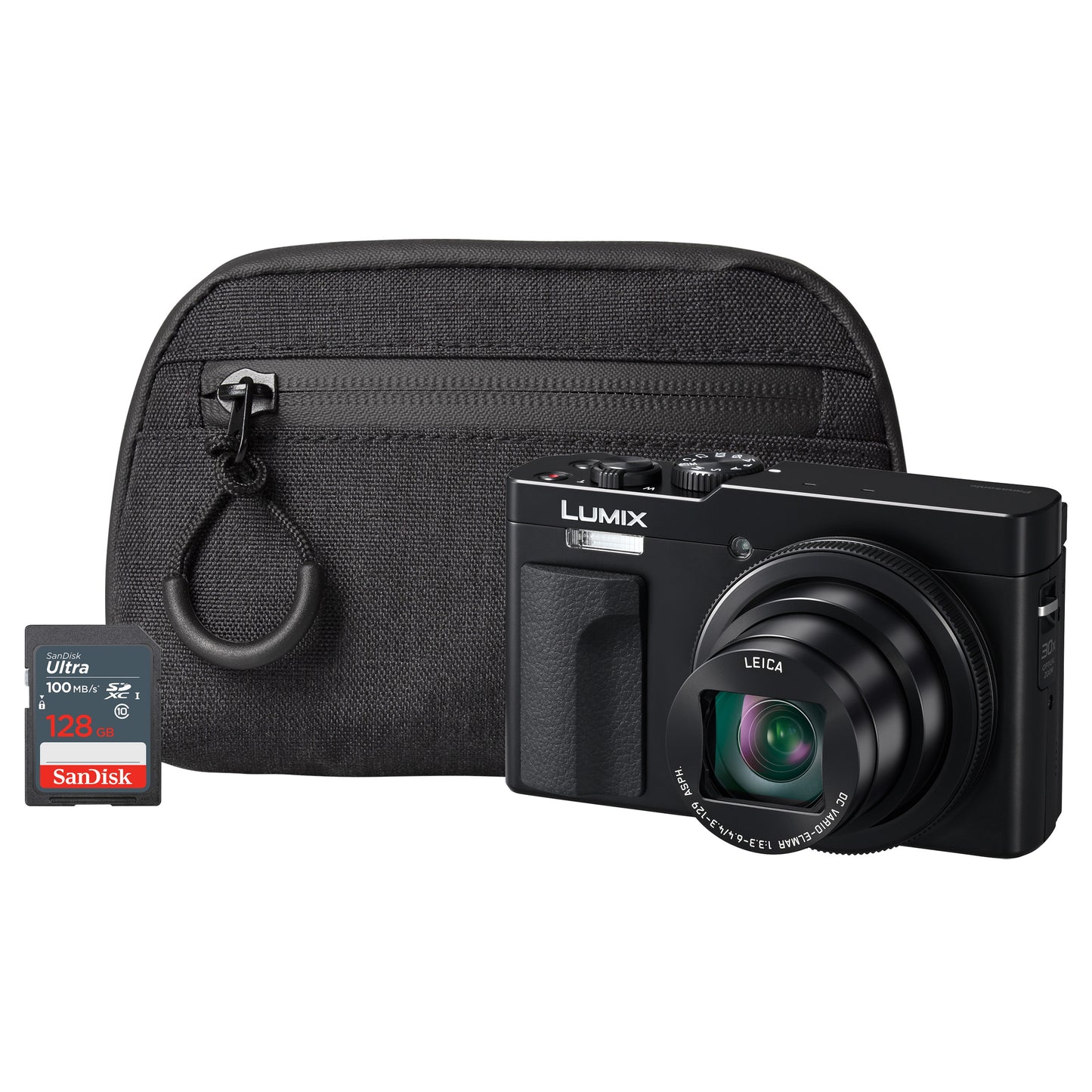 Panasonic Lumix DC-TZ99 Compact Camera - Black Camera + 128GB SD Card + System Bag