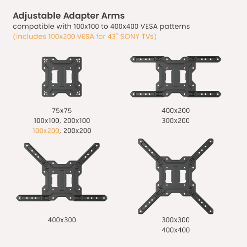 ProperAV TV Wall Bracket (23" - 65" / 30kg Capacity / VESA Max. 400x400)