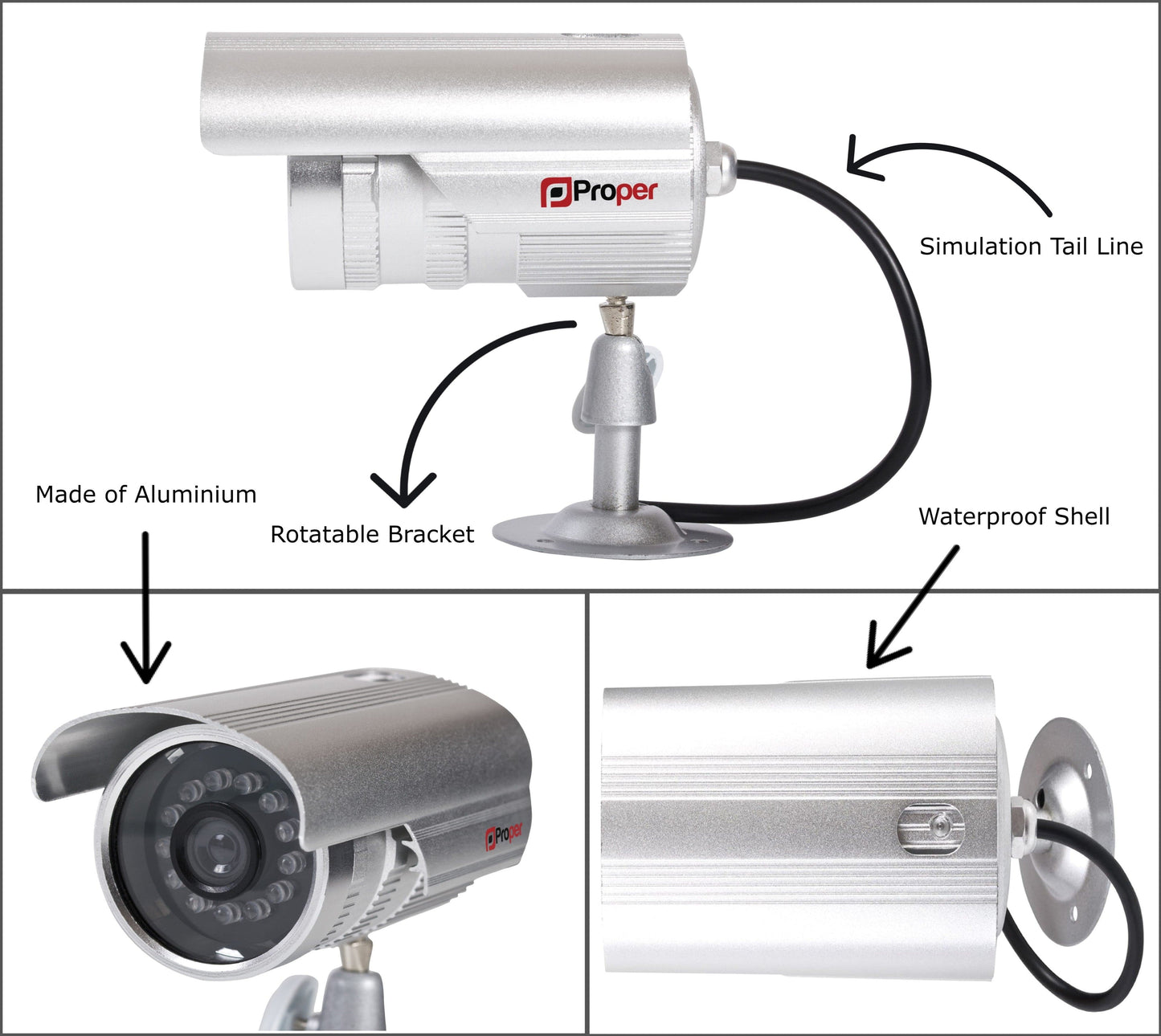 ProperAV Replica Security Camera Kit with 2x Aluminium Cameras - maplin.co.uk