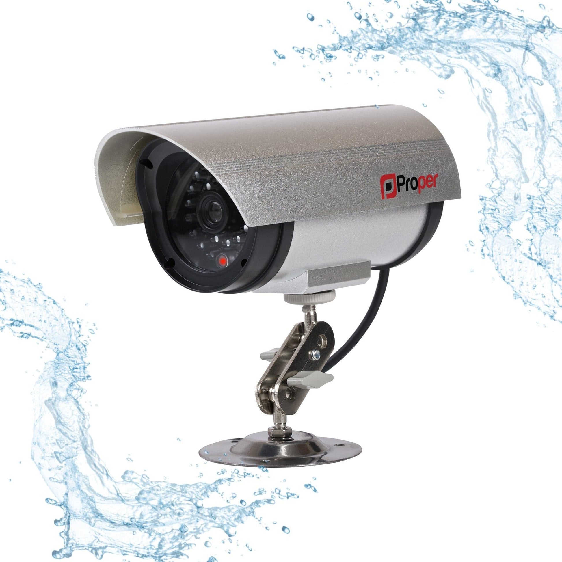 ProperAV Replica Security Camera with LED Flashing Light - Silver - maplin.co.uk