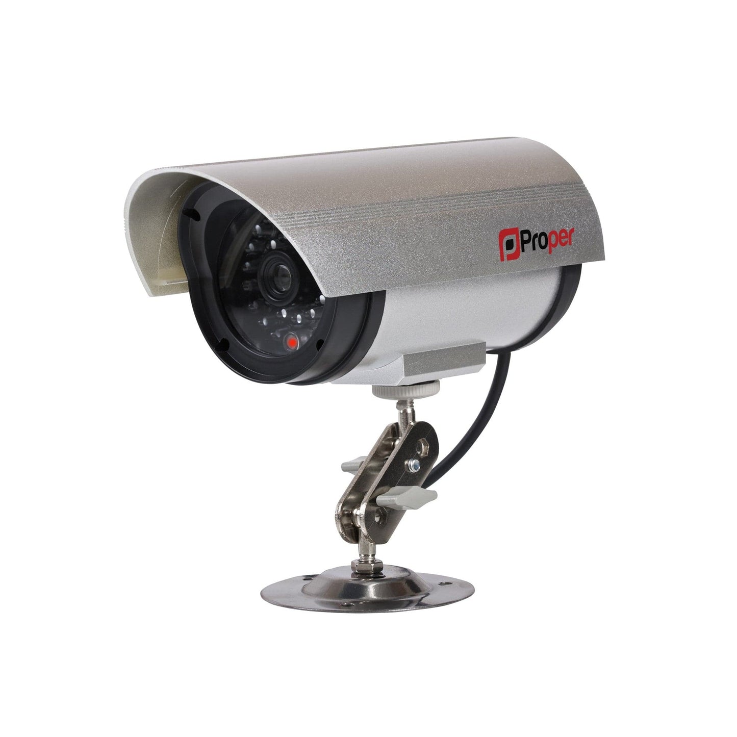 ProperAV Replica Security Camera with LED Flashing Light - Silver - maplin.co.uk