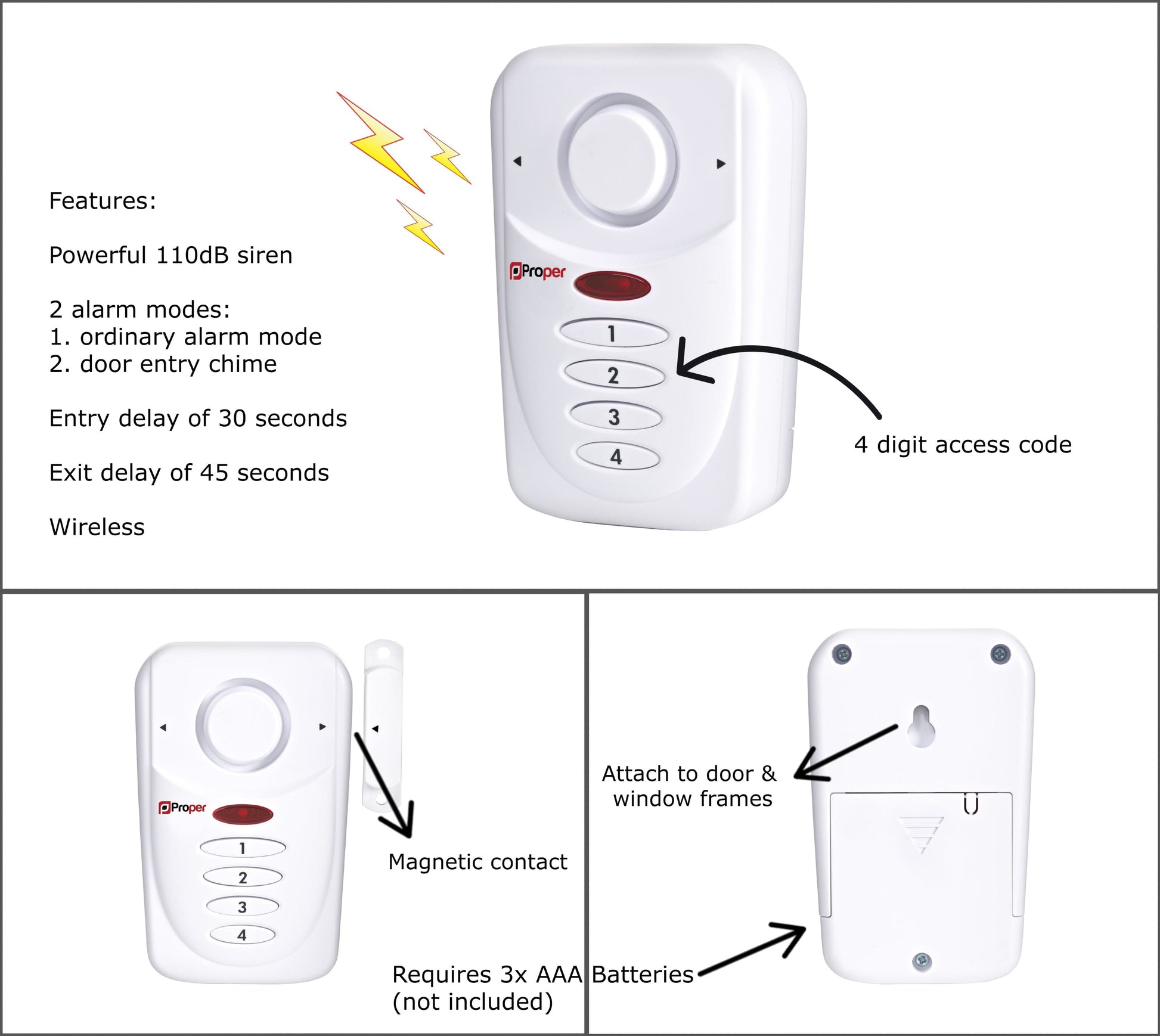 ProperAV Magnetic Window or Door Alarm - maplin.co.uk