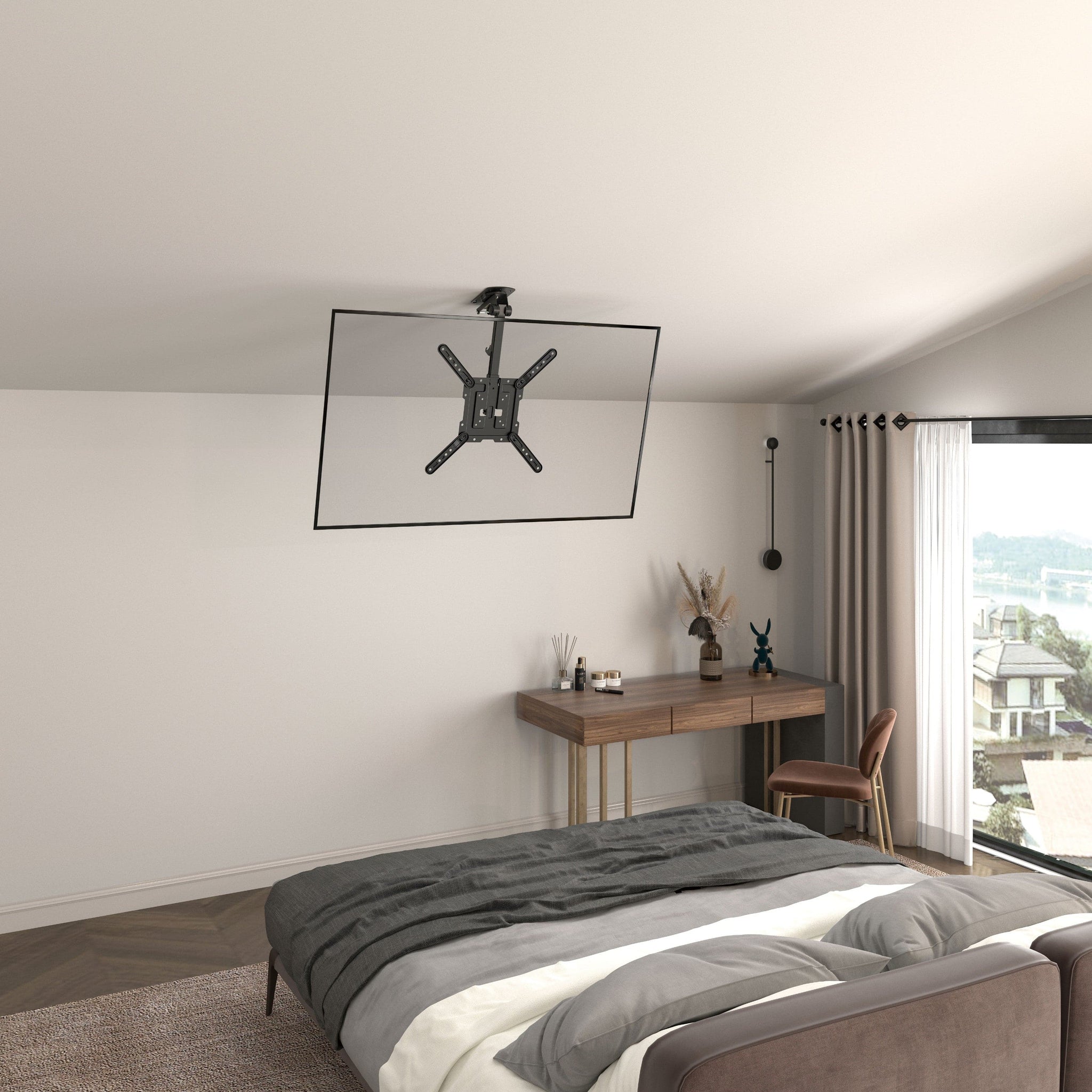 ProperAV Retractable Fold-Up Ceiling TV Bracket (23