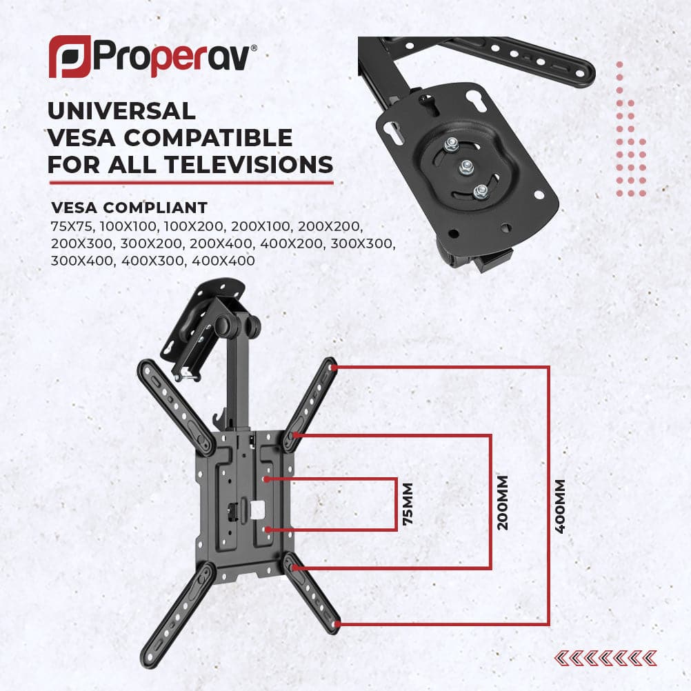 ProperAV Retractable Fold-Up Ceiling TV Bracket (23