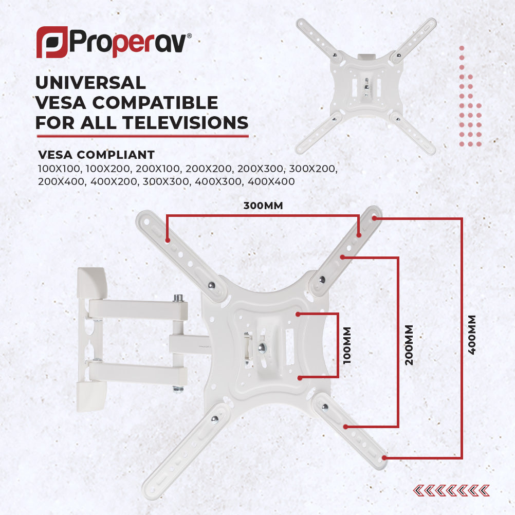 ProperAV TV Wall Bracket (23" - 65" / 30kg Capacity / VESA Max. 400x400)