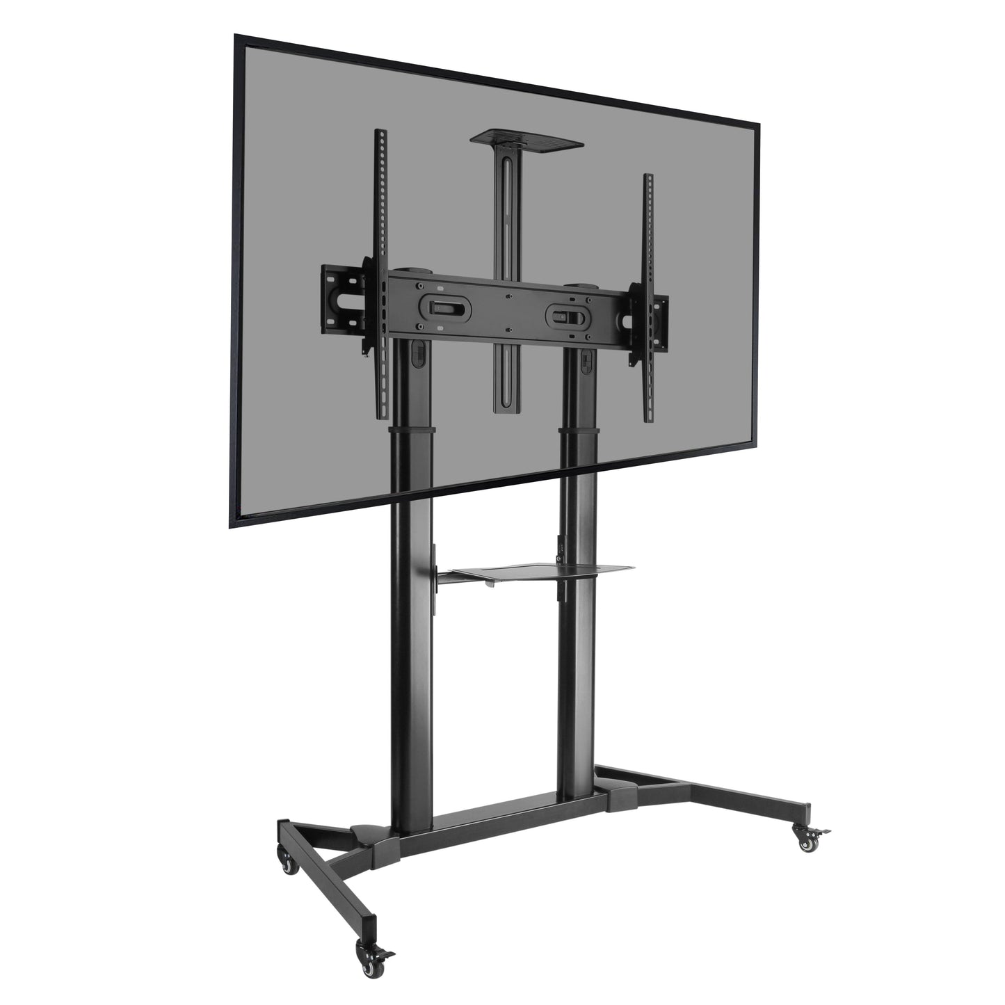 ProperAV Mobile TV Trolley Stand on Wheels for 60" - 100" Screens (100kg Capacity / VESA Max. 600x1000)